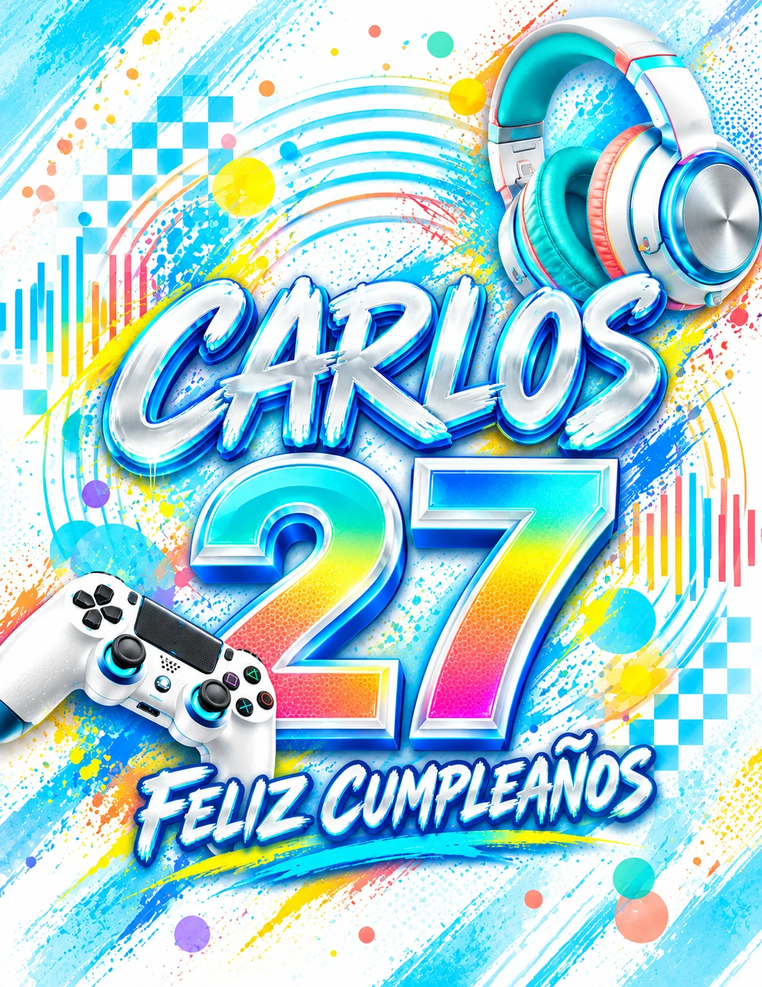 Diseño juvenil de Carlos, 27 años, impreso en una hoja carta